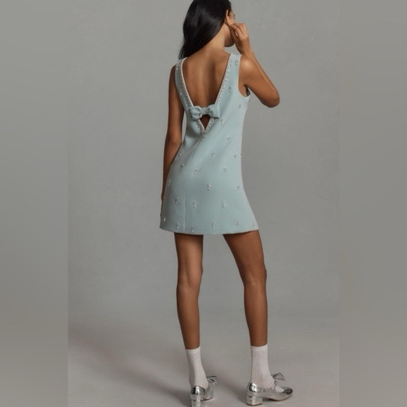 Anthropologie Atsu Crystal-Embellished Bow Mini Dress Sz L NWT - Picture 3 of 6